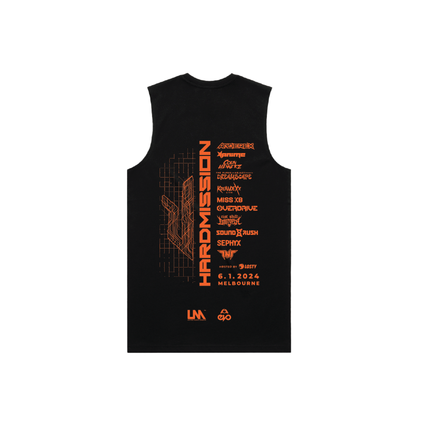HARDMISSION 2024 : BLACK & NEON ORANGE TANK