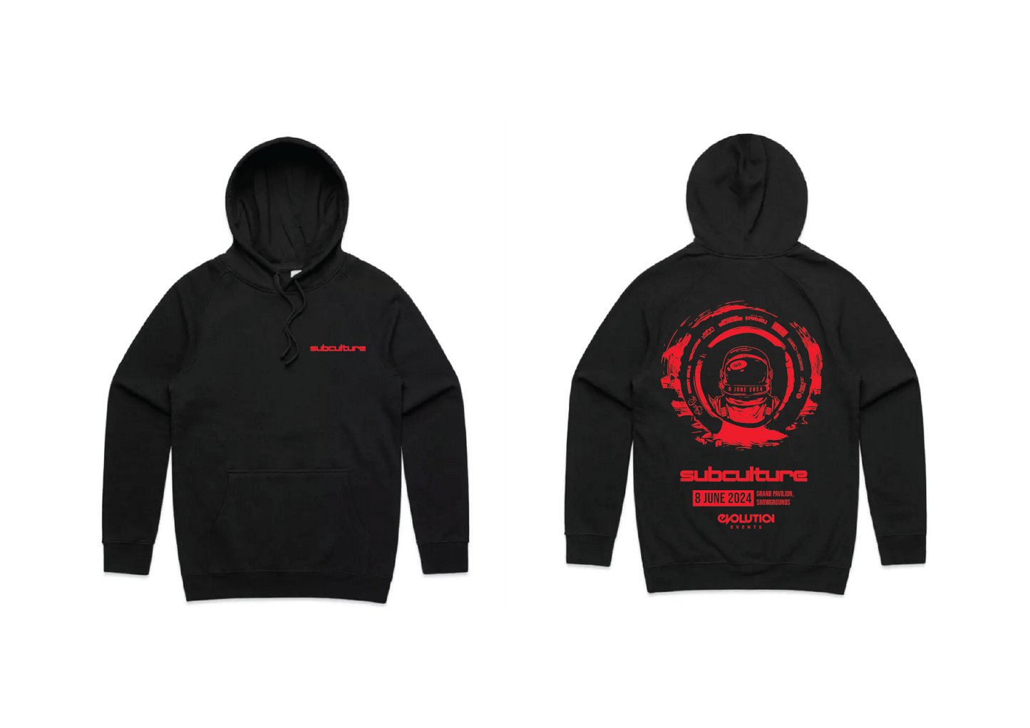 SUBCULTURE 2024 : HOODIE (BLACK W/ RED PRINT)