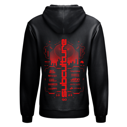 SUBCULTURE 2023 : HOODIE (BLACK W/ RED PRINT)