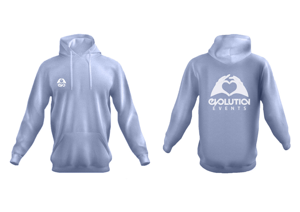 EVO HOODIE : LIGHT BLUE – Evolution Events Merchandise